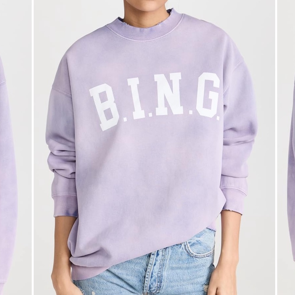 Anine Bing Tyler Sweatshirt in Washed Lavender Size Medium